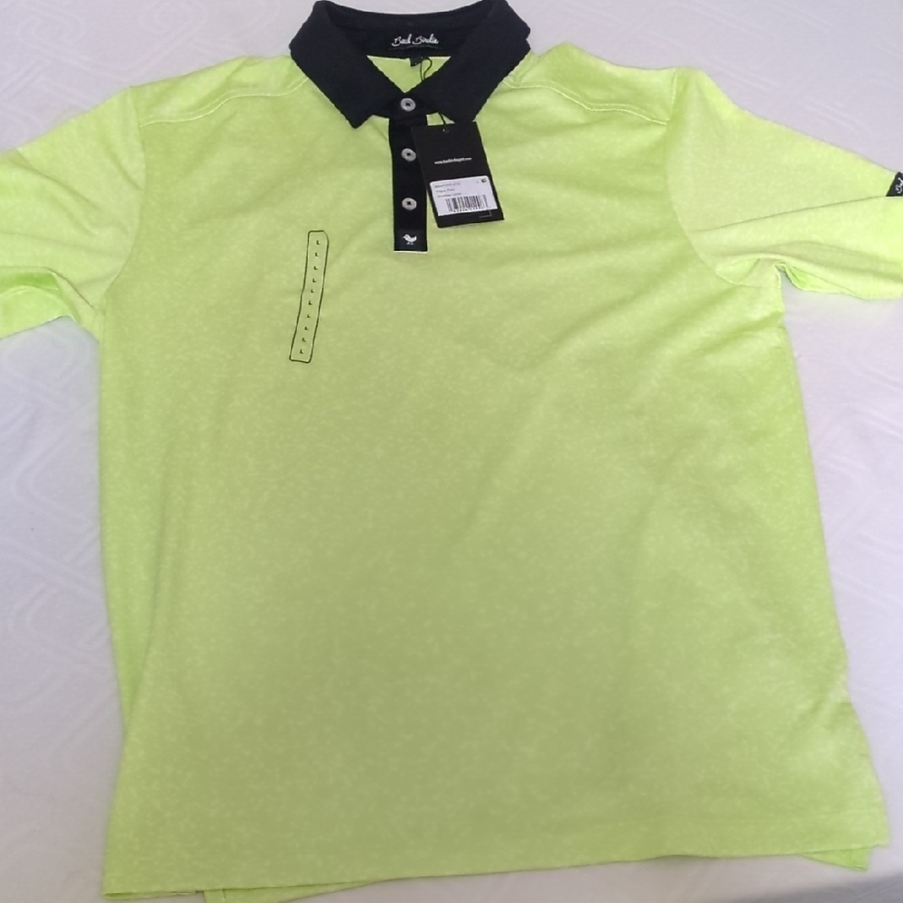 Bad Birdie Shadow Lime Pique Polo Large